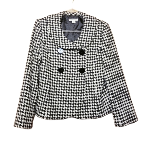 Pendleton | Women's Vintage Wool Houndstooth Print Pea Coat (Size 8) - Picture 1 of 8